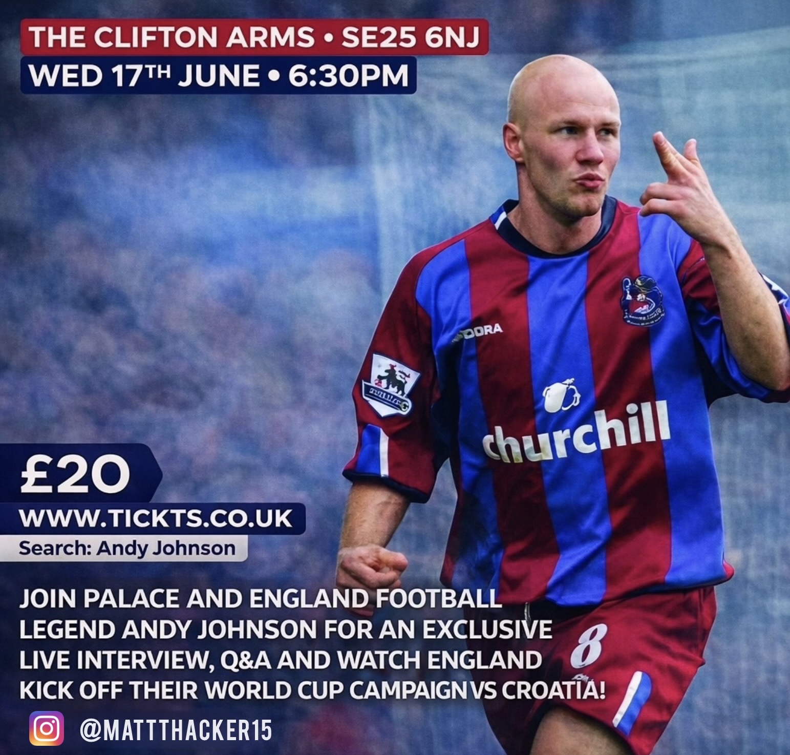An Exclusive Evening with Andy Johnson & England vs Croatia - Hosted by Matt Thacker